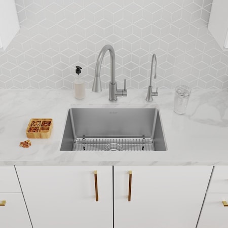 Elkay 16 Gauge SS 23-1/2" x 18-1/4" x 10" Single Bowl Undermount Sink Kit with Filtered Beverage Faucet EFRU211510TFG